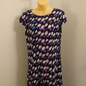 Jessica Howard Black Purple Midi Dress Size 12
